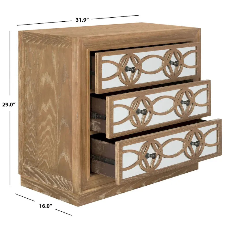 Mini commode de rangement nickel à 3 tiroirs