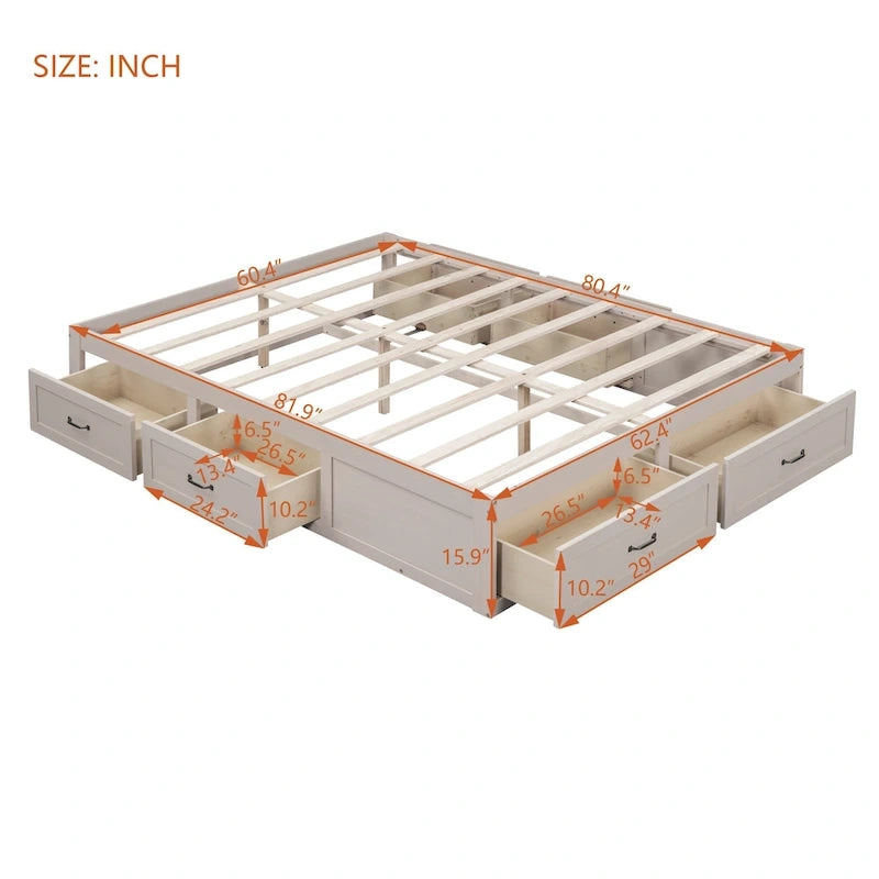 Tiroirs de rangement pour lit plateforme