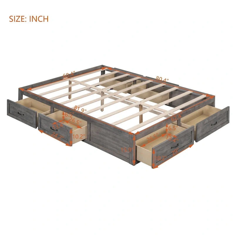 Tiroirs de rangement pour lit plateforme