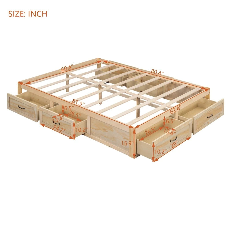 Tiroirs de rangement pour lit plateforme