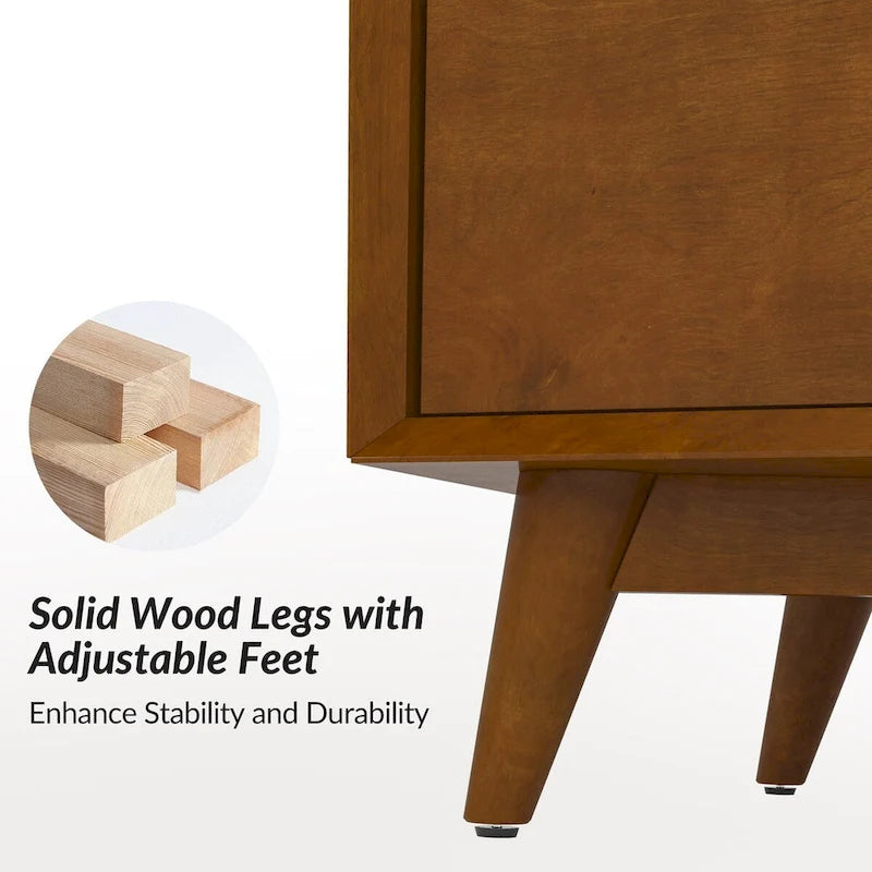 Commode à 6 tiroirs avec pieds en bois massif par