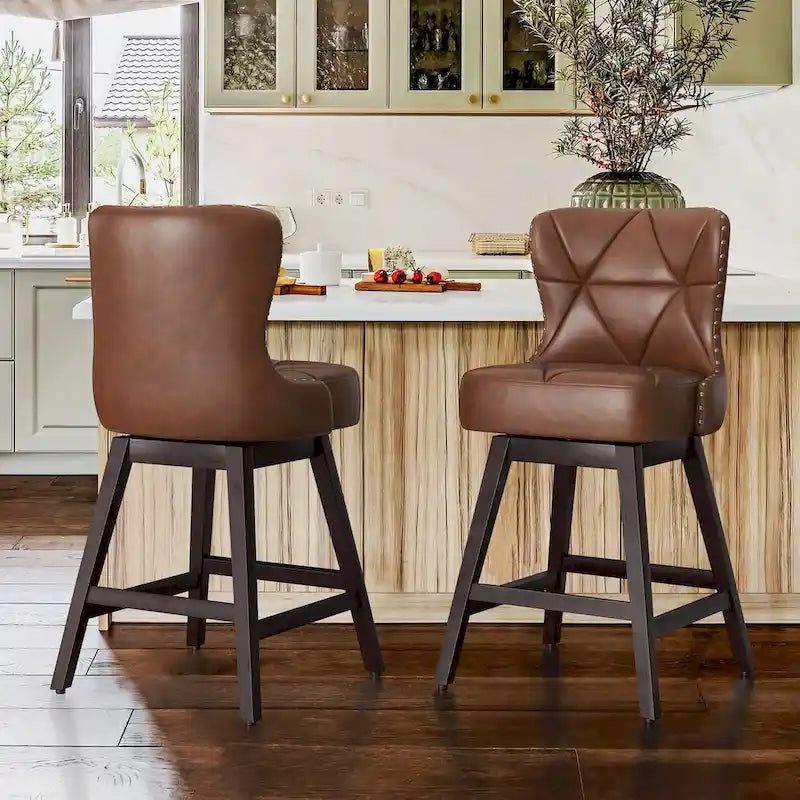 Tabourets de bar pivotants en similicuir et tissu modernes