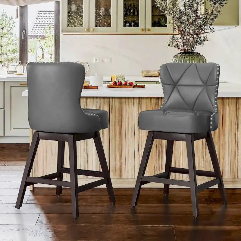 Tabourets de bar pivotants en similicuir et tissu modernes