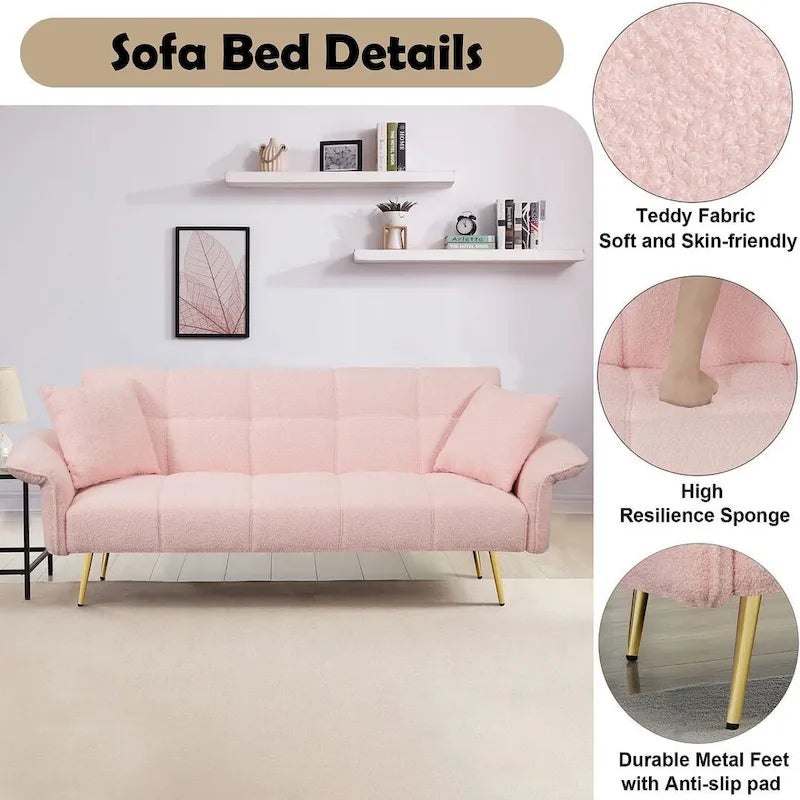 Canapé-lit futon en velours pliable canapé convertible lit de repos