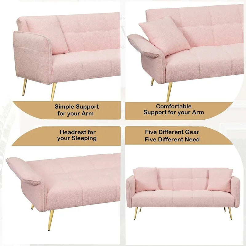Canapé-lit futon en velours pliable canapé convertible lit de repos
