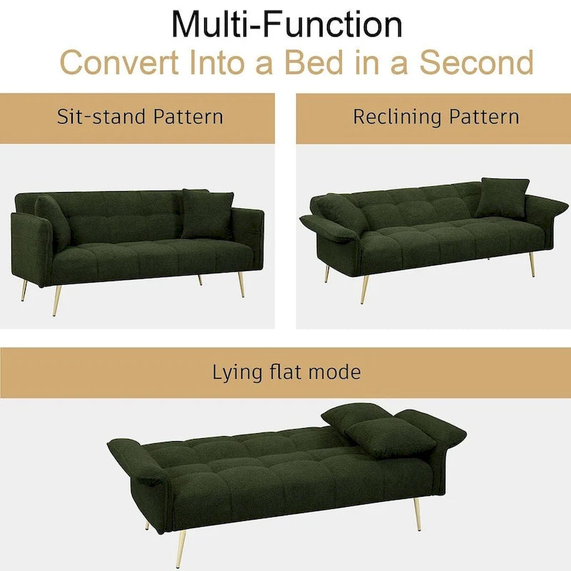 Canapé-lit futon en velours pliable canapé convertible lit de repos