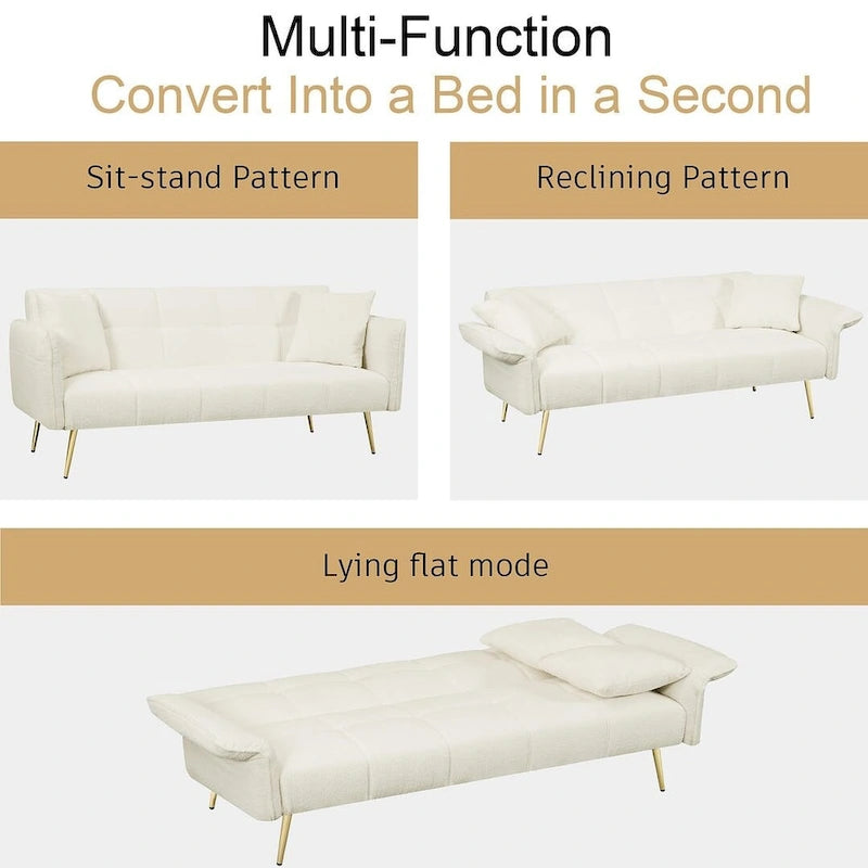 Canapé-lit futon en velours pliable canapé convertible lit de repos