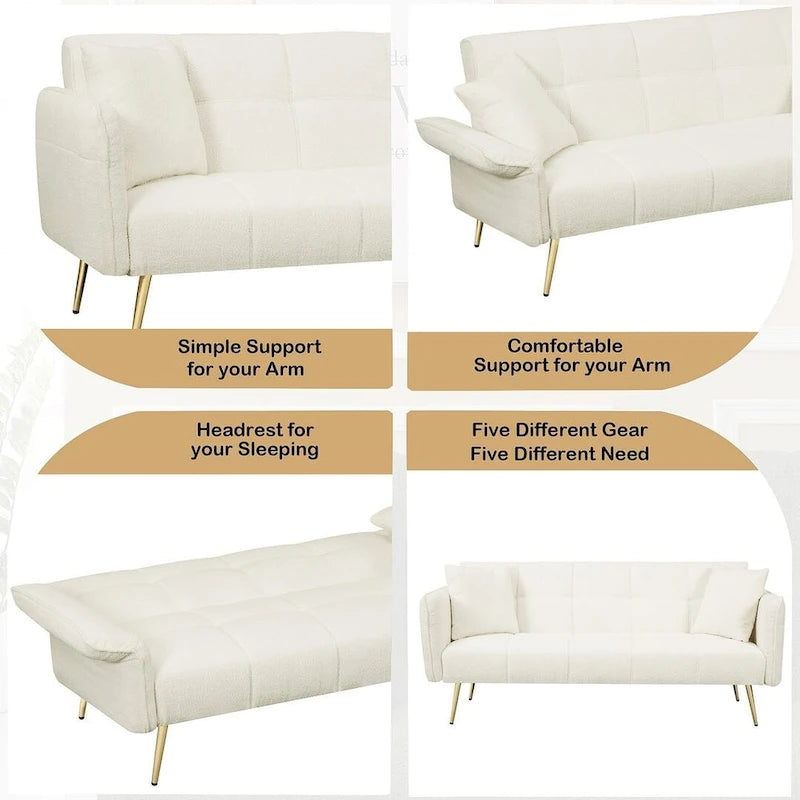 Canapé-lit futon en velours pliable canapé convertible lit de repos