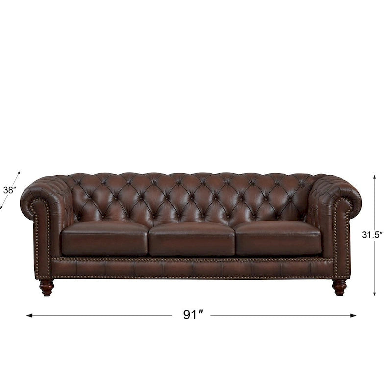 Canapé, causeuse et fauteuil en cuir pleine fleur Canapé, causeuse, fauteuil