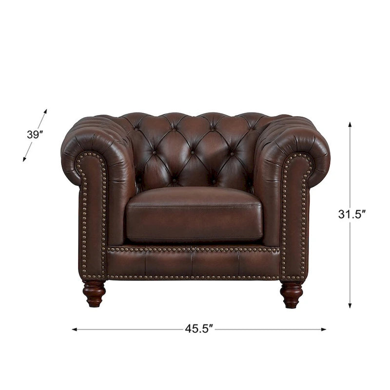 Canapé, causeuse et fauteuil en cuir pleine fleur Canapé, causeuse, fauteuil