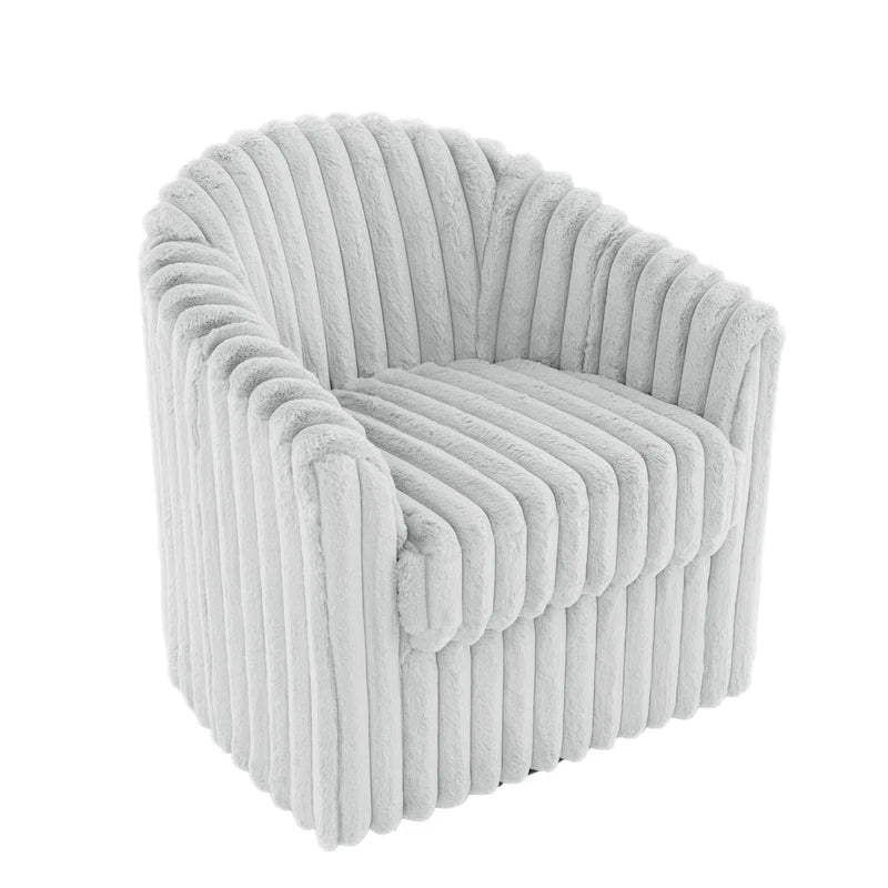 Fauteuil pivotant rond rembourré en velours côtelé