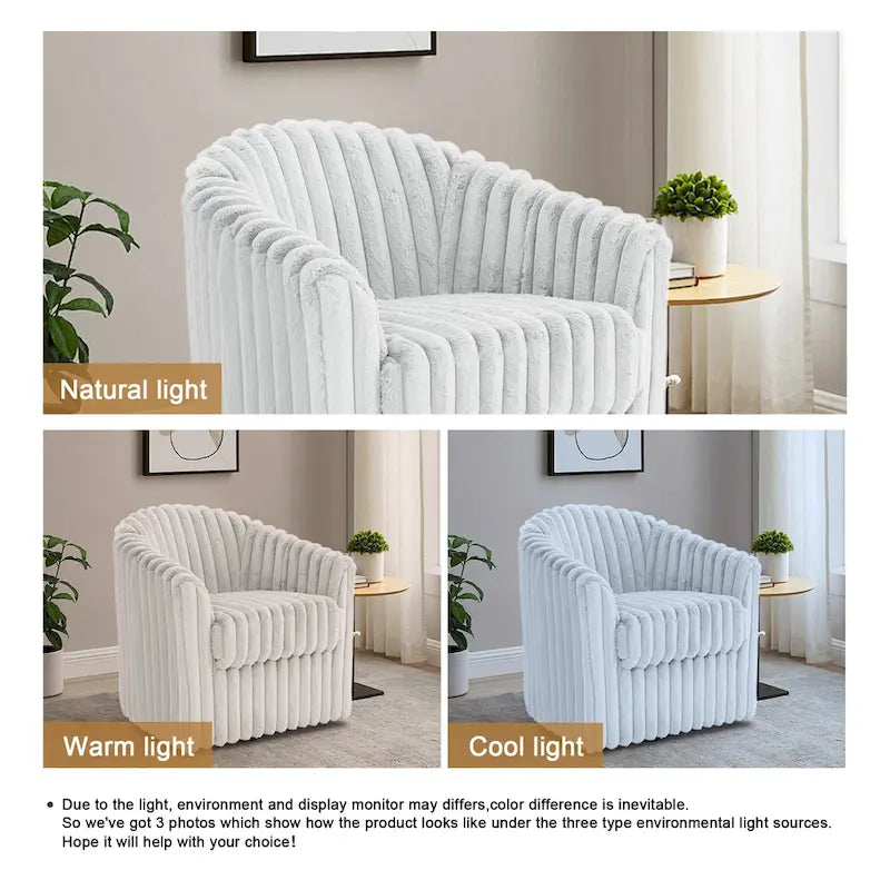 Fauteuil pivotant rond rembourré en velours côtelé