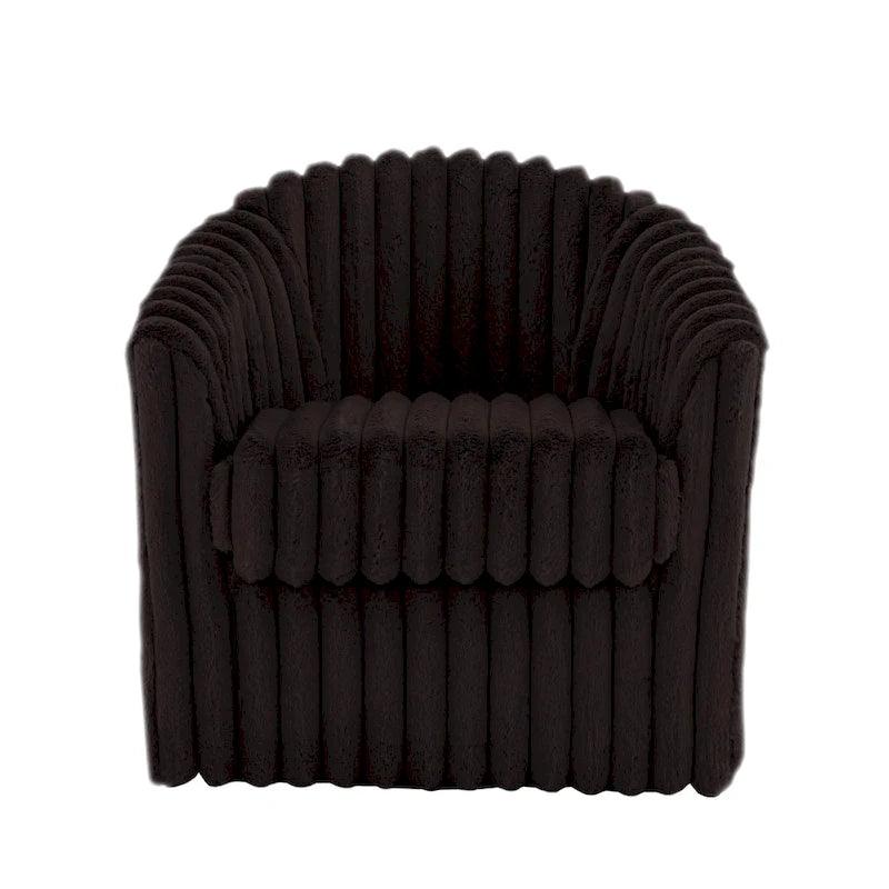 Fauteuil pivotant rond rembourré en velours côtelé