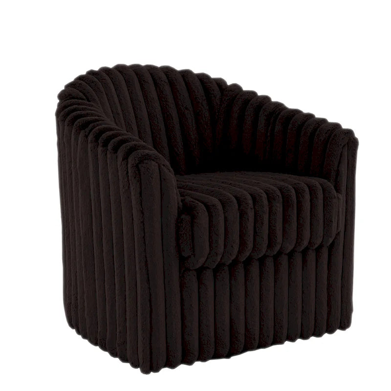 Fauteuil pivotant rond rembourré en velours côtelé