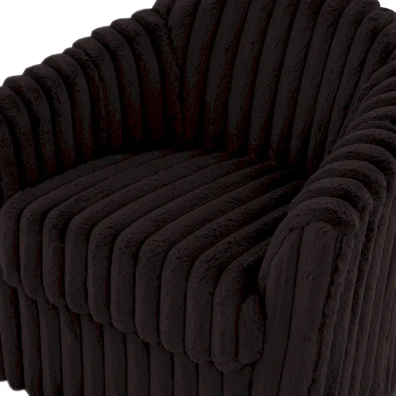 Fauteuil pivotant rond rembourré en velours côtelé