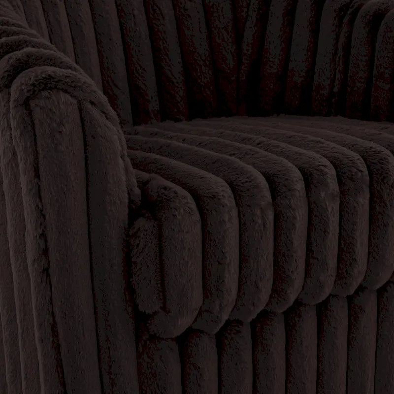 Fauteuil pivotant rond rembourré en velours côtelé
