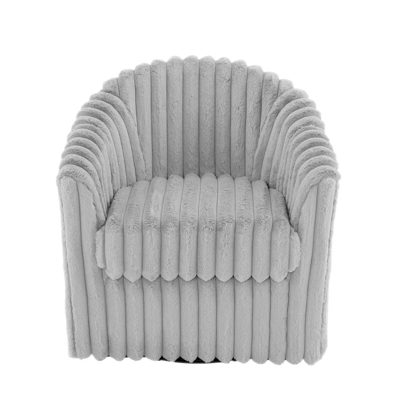 Fauteuil pivotant rond rembourré en velours côtelé