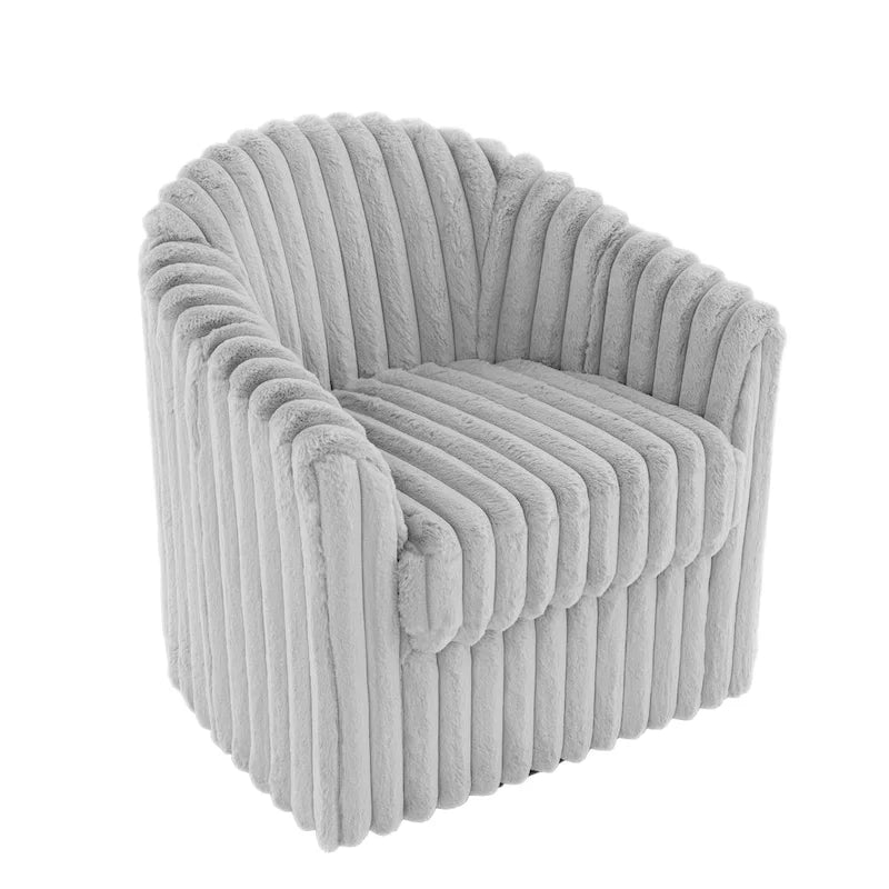 Fauteuil pivotant rond rembourré en velours côtelé