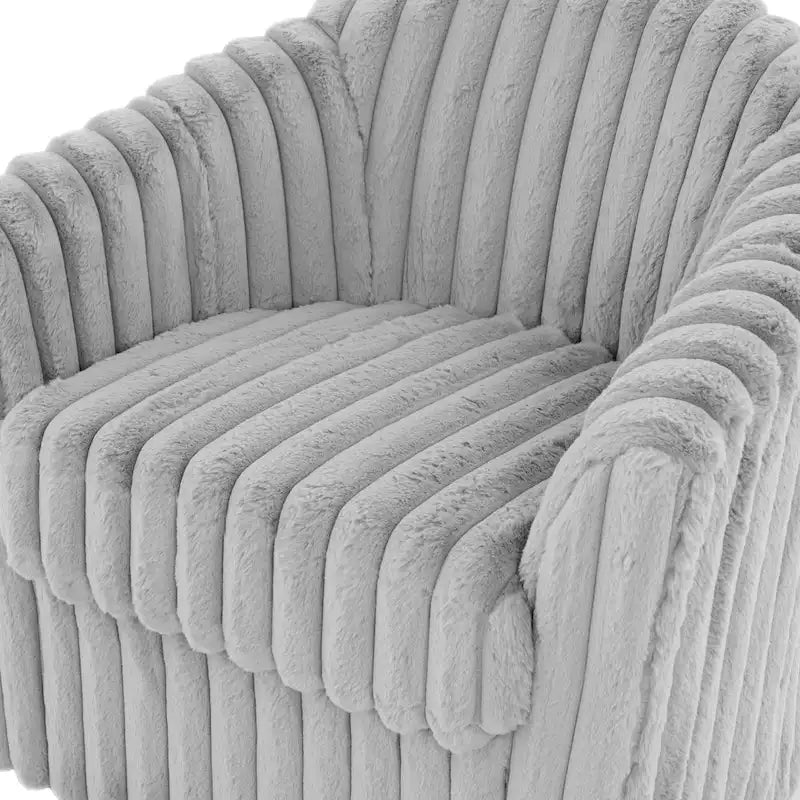 Fauteuil pivotant rond rembourré en velours côtelé