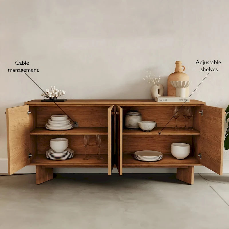 Bahut moderne en chêne avec rangements et console de buffet