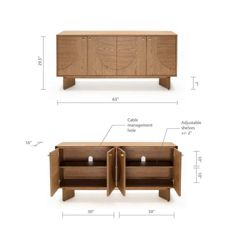 Bahut moderne en chêne avec rangements et console de buffet