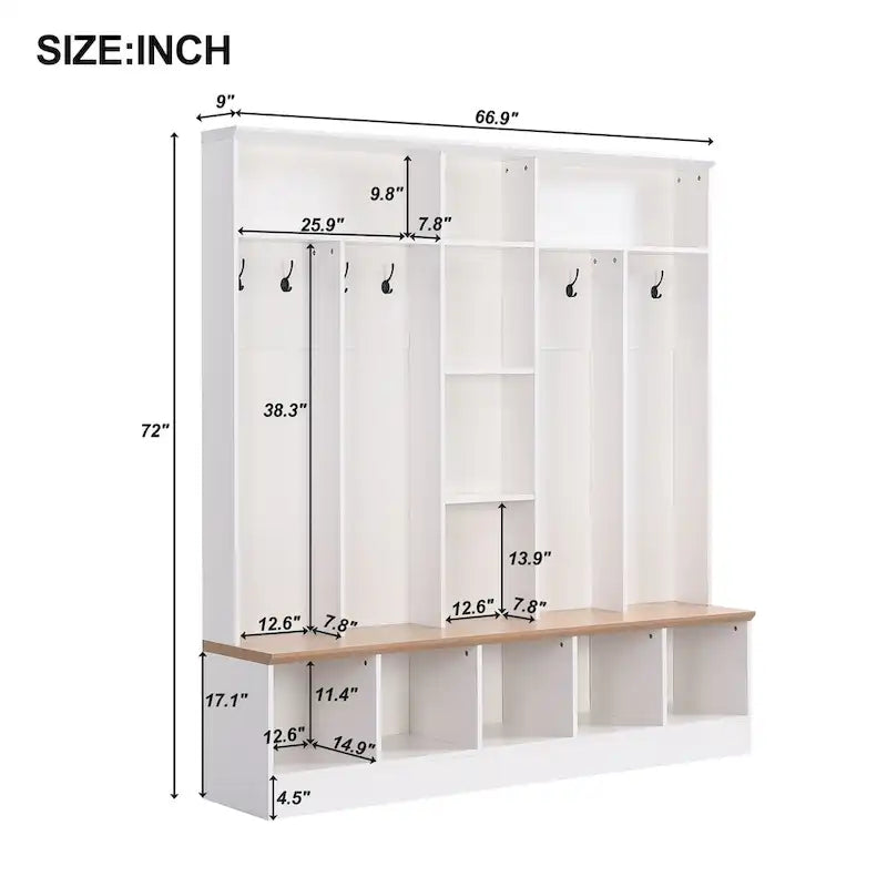 Arbre de Hall large avec banc de rangement