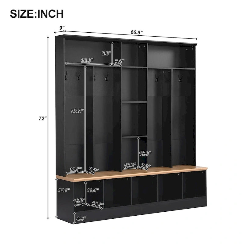 Arbre de Hall large avec banc de rangement