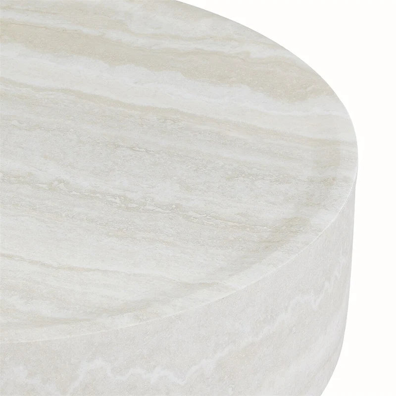 Table basse ronde robuste en fibre de verre avec grand espace de rangement