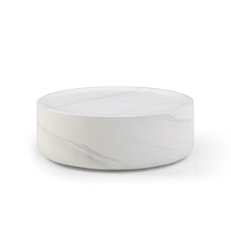 Table basse ronde robuste en fibre de verre avec grand espace de rangement
