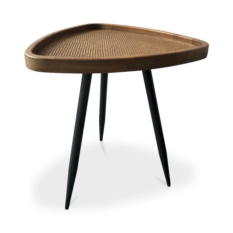 Table d'appoint avec plateau en rotin