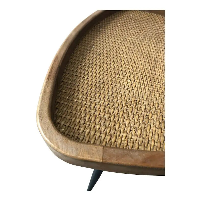 Table d'appoint avec plateau en rotin