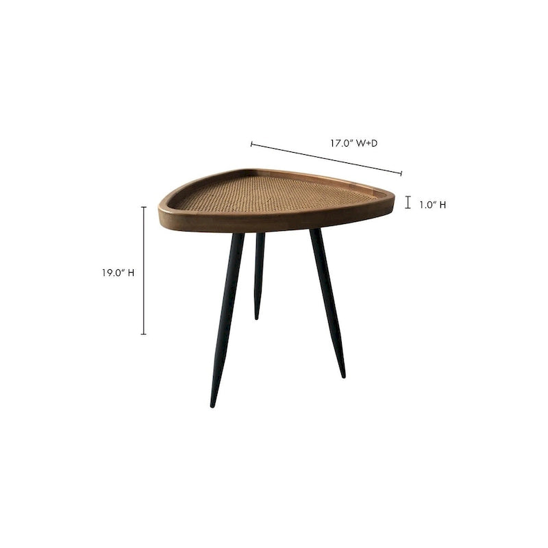 Table d'appoint avec plateau en rotin